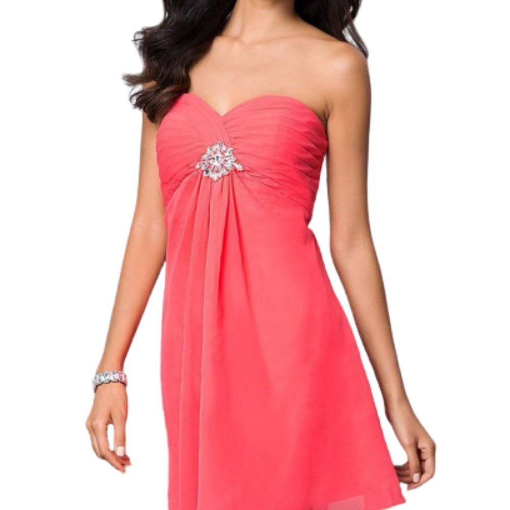 NWT Alyce Paris 3676 Strapless Short Cocktail Dress Watermelon Size 10